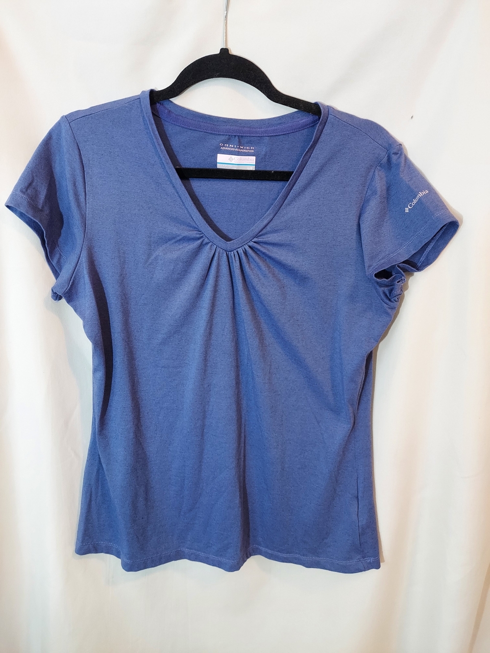 Columbia Omni-Wick Shadow Time II V-Neck Tee Periwinkle Blue Size L